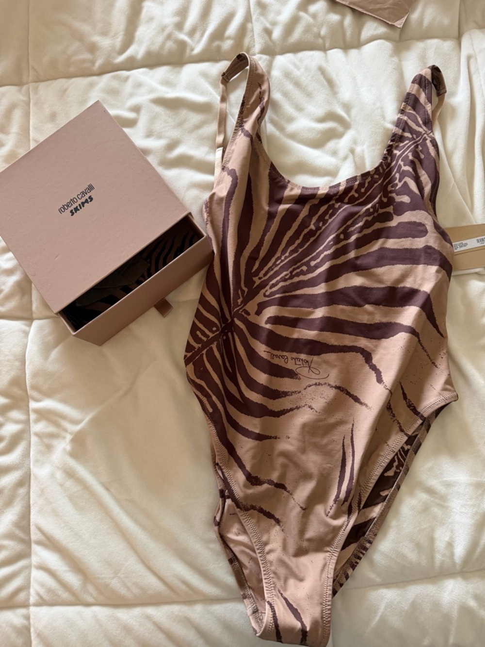 Roberto Cavalli /Skims Brown Zebra-Print One-Piece